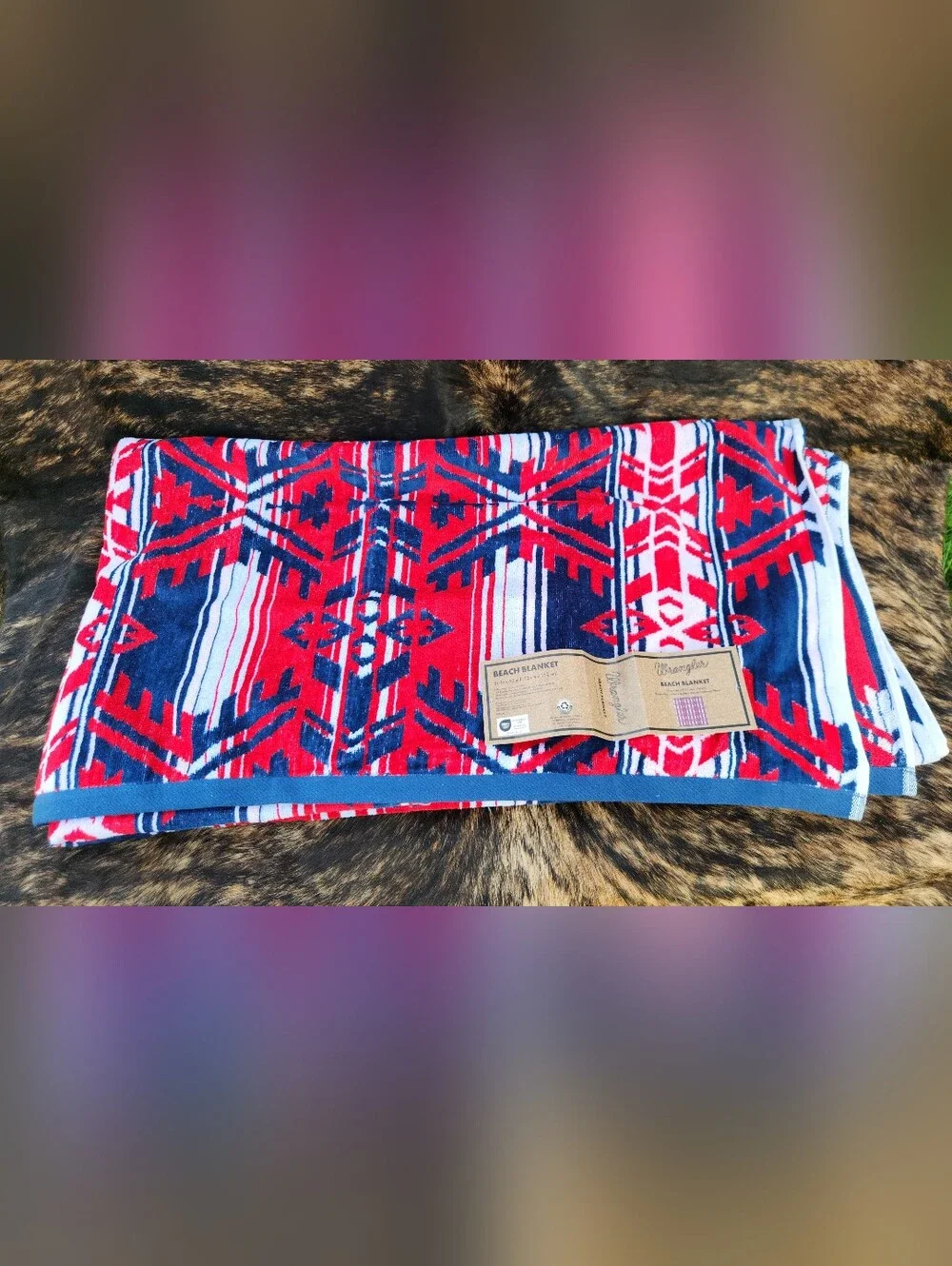 Wrangler Red & Navy Patterned Beach Blanket